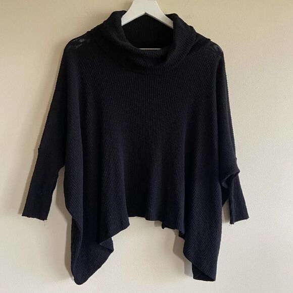 Free People World Traveler Open-Back Ribbed Pullover Black XS - Picture 3 of 7